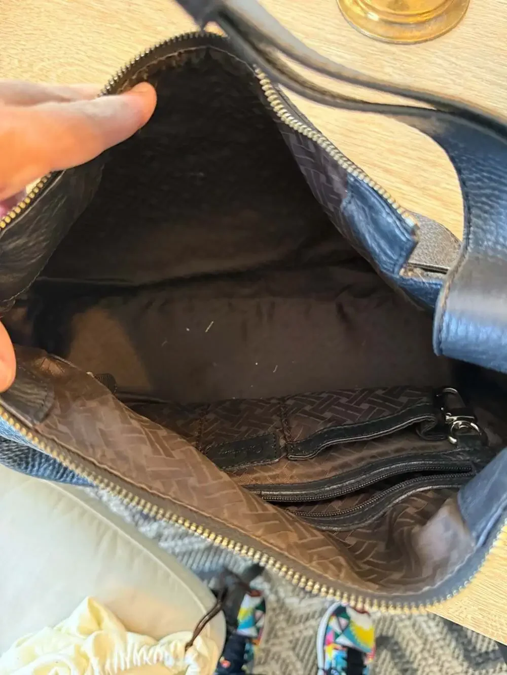 Cole Haan Black Pebbled Leather Shoulder Bag Hobo Purse